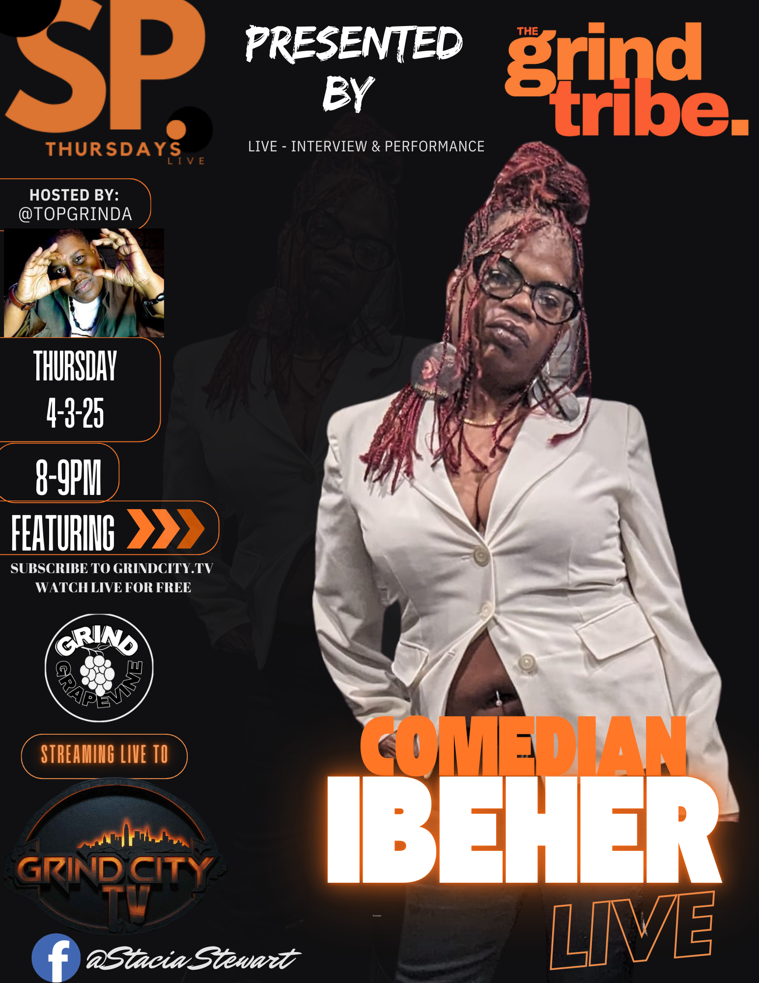 Sp Thursday Continues Live tonight with Comedian “I Be Her” GCTv 8pm